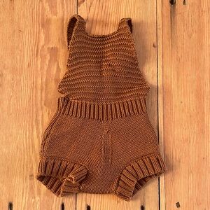 The Simple Folk brown knit romper, organic cotton 3-6 m